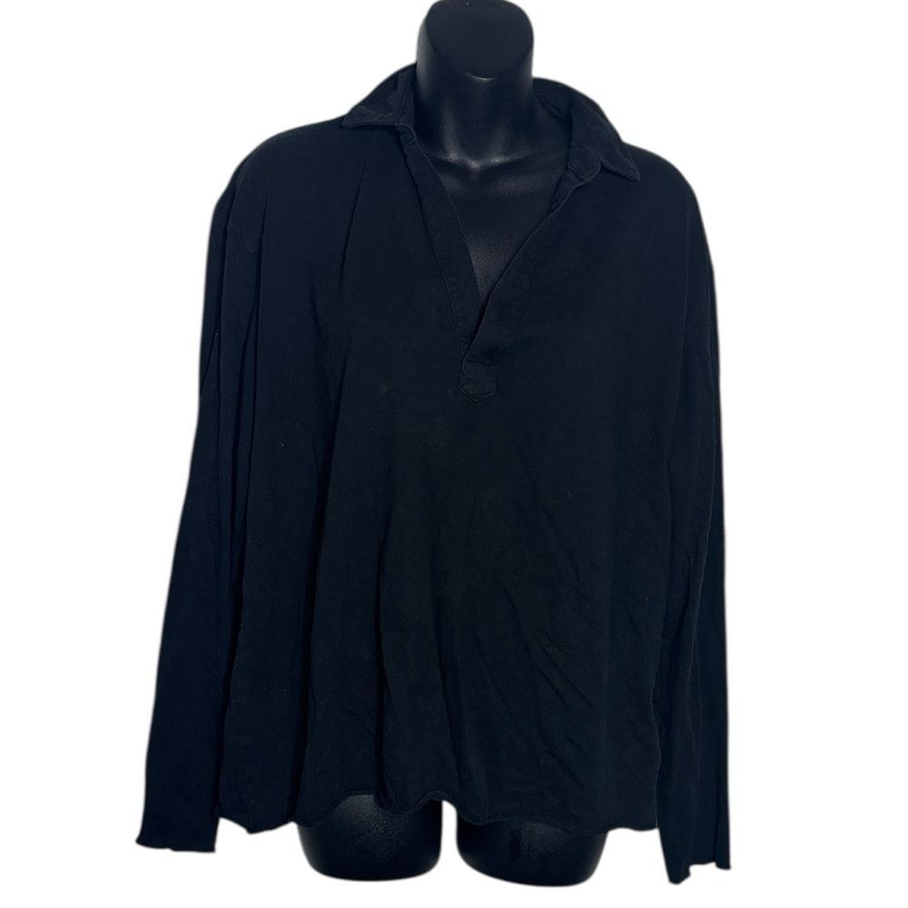 Mersea women’s one size Amelia cuff black long sleeve travel Lagenlook top